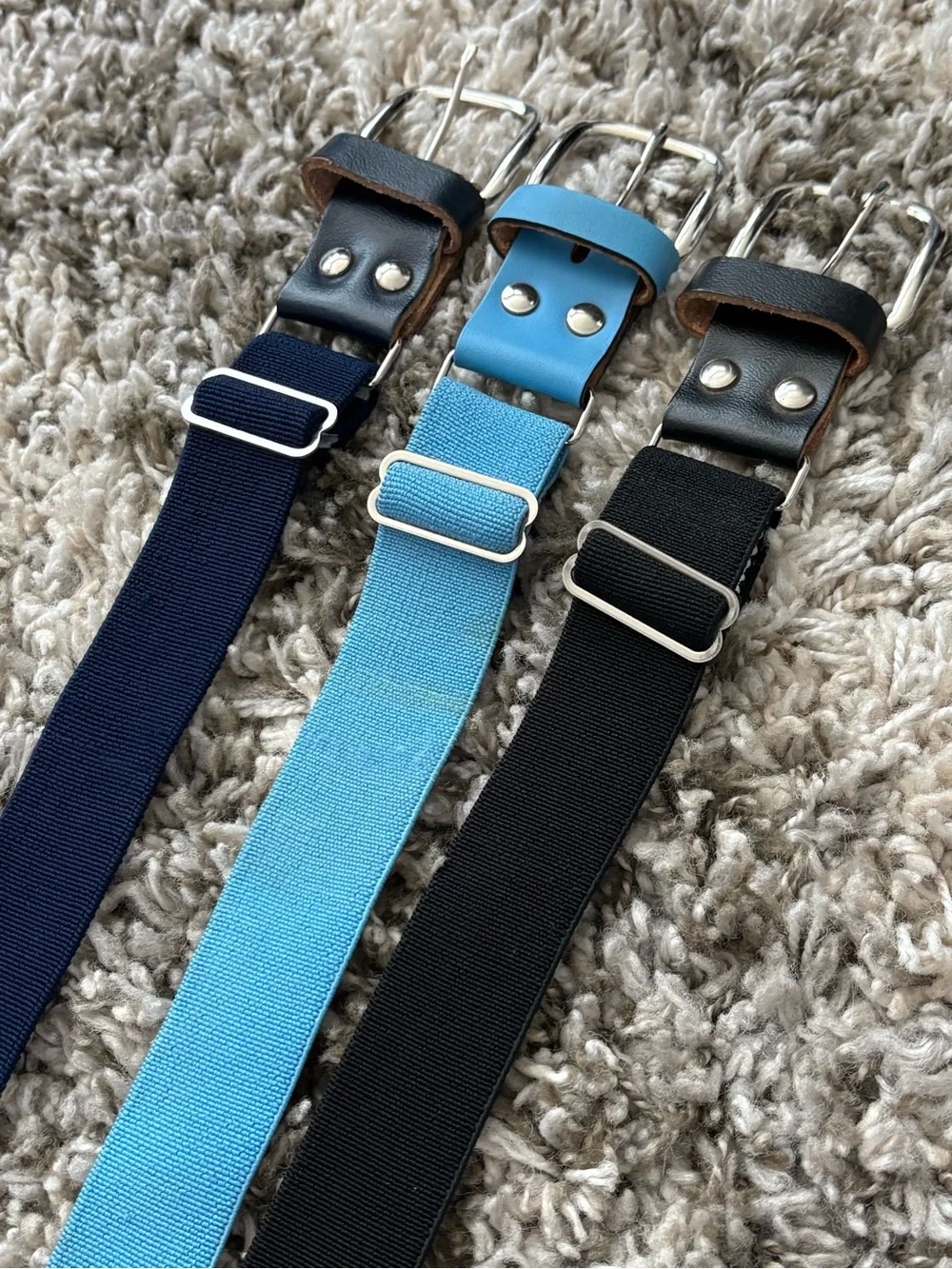 Wilson Men’s Elastic Web Belt — Black, Navy & Light Blue (you get ALL three!)